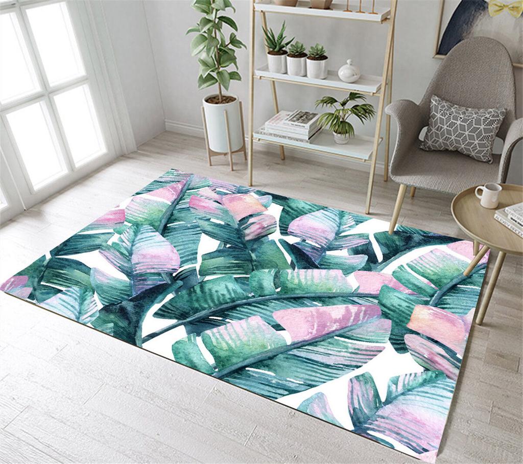 Covor de Vară Frunze Tropicale Hawaiene Covor cu Frunze de Palmier Covor de Zonă Pentru Decor Living Dormitor Covoraș de Podea Frunză Verde Covoraș de Ușă pentru Intrare
