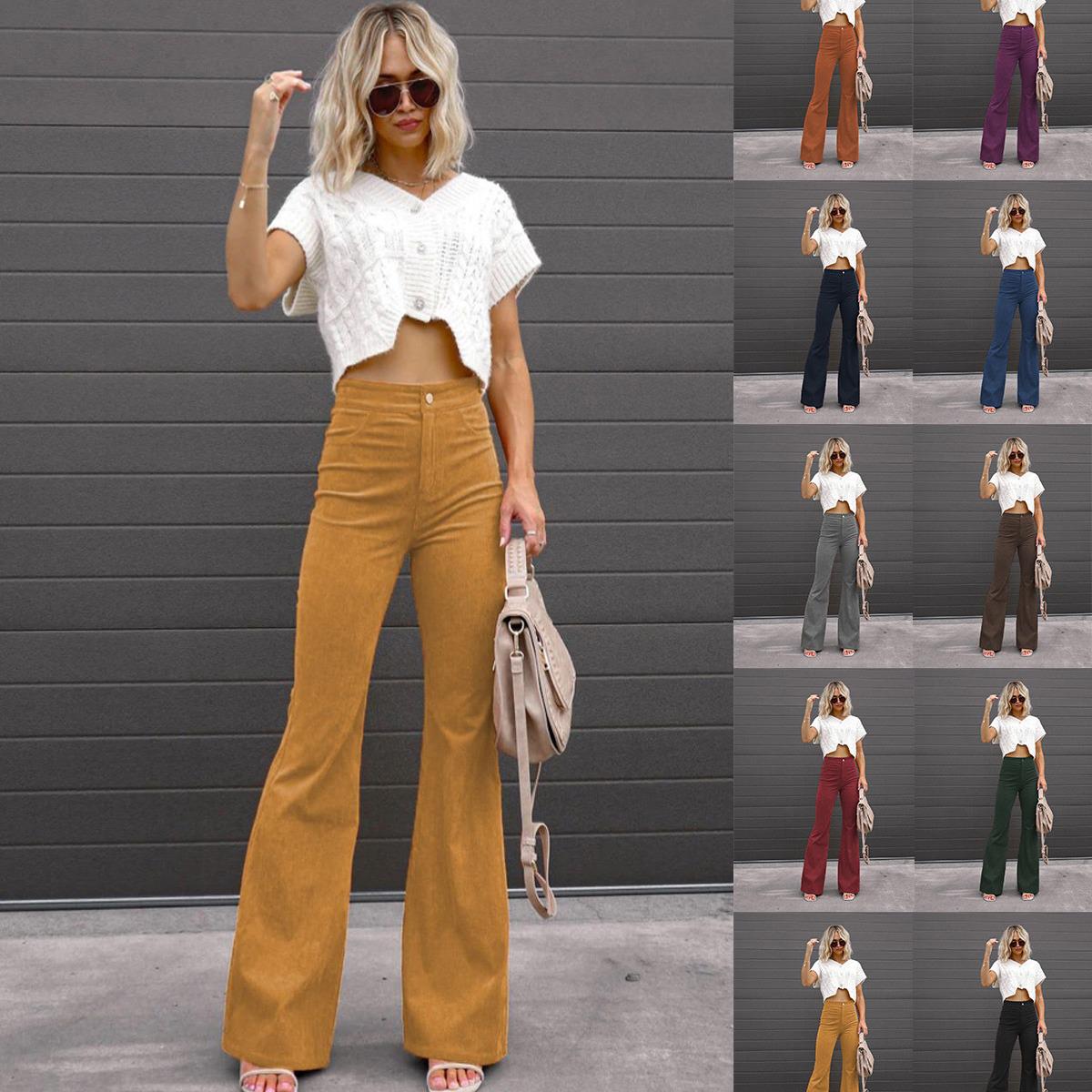 

Women s Spring 2023 High Waist Corduroy Flare Pants 3XL помаранчевий