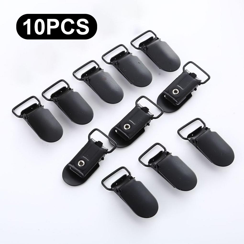 10 Pcs 14mm Solid Black Suspender Clips–Fashionable Buckle, Bed Sheet Clips for Easy Sewing, Practical Sewing Accessories