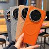 Applicable To Honor Magicv6 Mobile Phone Case Linen Brown Cloth Pattern Double Central Axis All-inclusive Honor V6 Folding Screen Magnetic Case