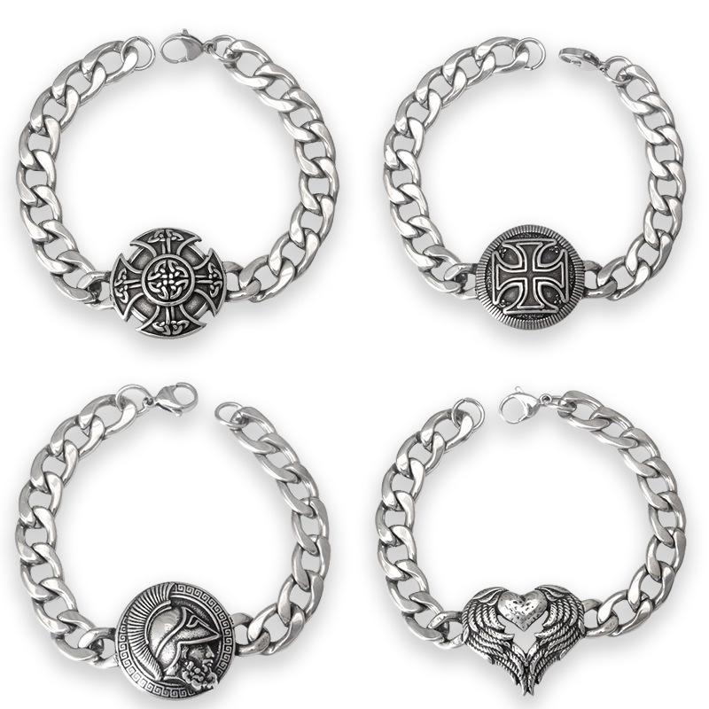 Stainless Steel Viking Infinity Knot Titanium Steel Cuban Hip Hop Bracelet