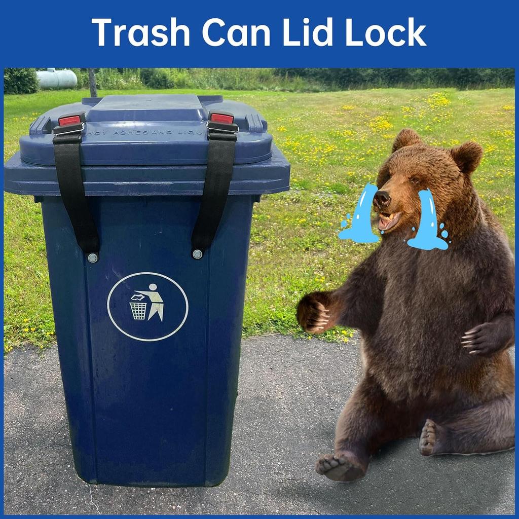Bear Proof Trash Can Lid Lock, Garbage Can Locks for Animals, Trash Can Straps for Raccoons, Raccoon Proof Garbage Can Lock Bear Trash Can Lock Bear