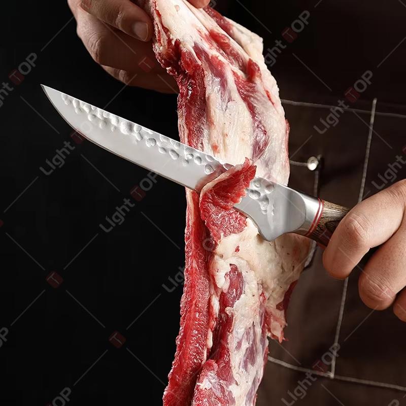 Kitchen Chef Knives Japanese Kitchen Knife Hand Forged Hammer Fruit Vegetable Knives Professional Boning Knife with Holder