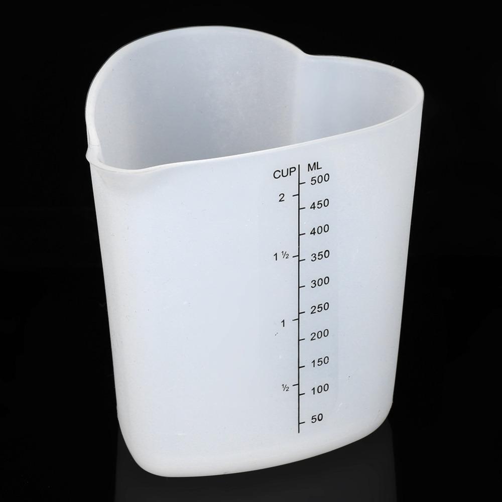 Accurate Scale Flexible Measuring Cup 500ml Love Shaped Cup Soft Pour Mixing Cup Cooking