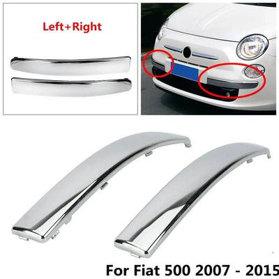 Chrom-Silber-Auto-Frontstoßstangen-Formteil untere Zierleiste für Fiat 500 2007–2015. Chrom-Styling-Stoßstangen-Unterteil-Abdeckung 735455056/57
