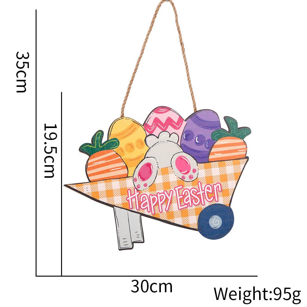 Charming Easter Wooden Hanging Decoration Featuring Colorful Eggs And Adorable Rabbits