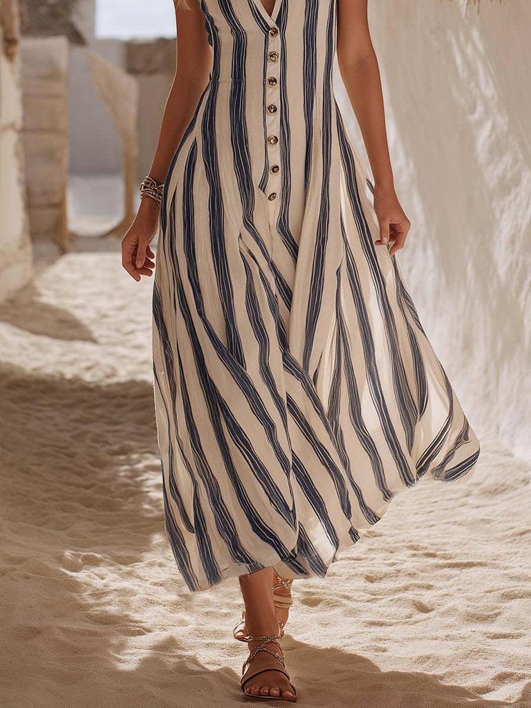 2026 European & American Bohemian Deep V-Neck Beach Dress
