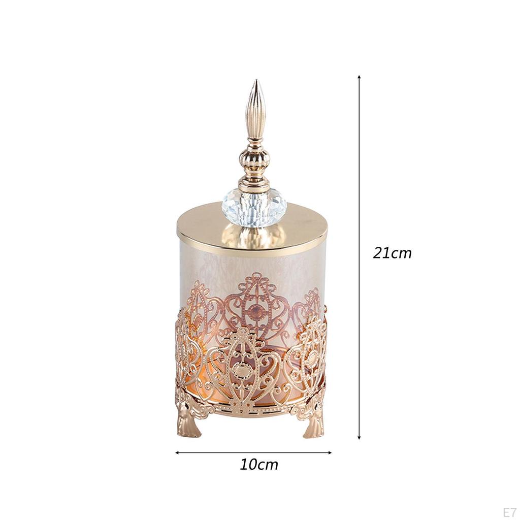 Candy Jar Decorative Art Gold Glass Storage Food Organization for Tea Sugar Biscuit