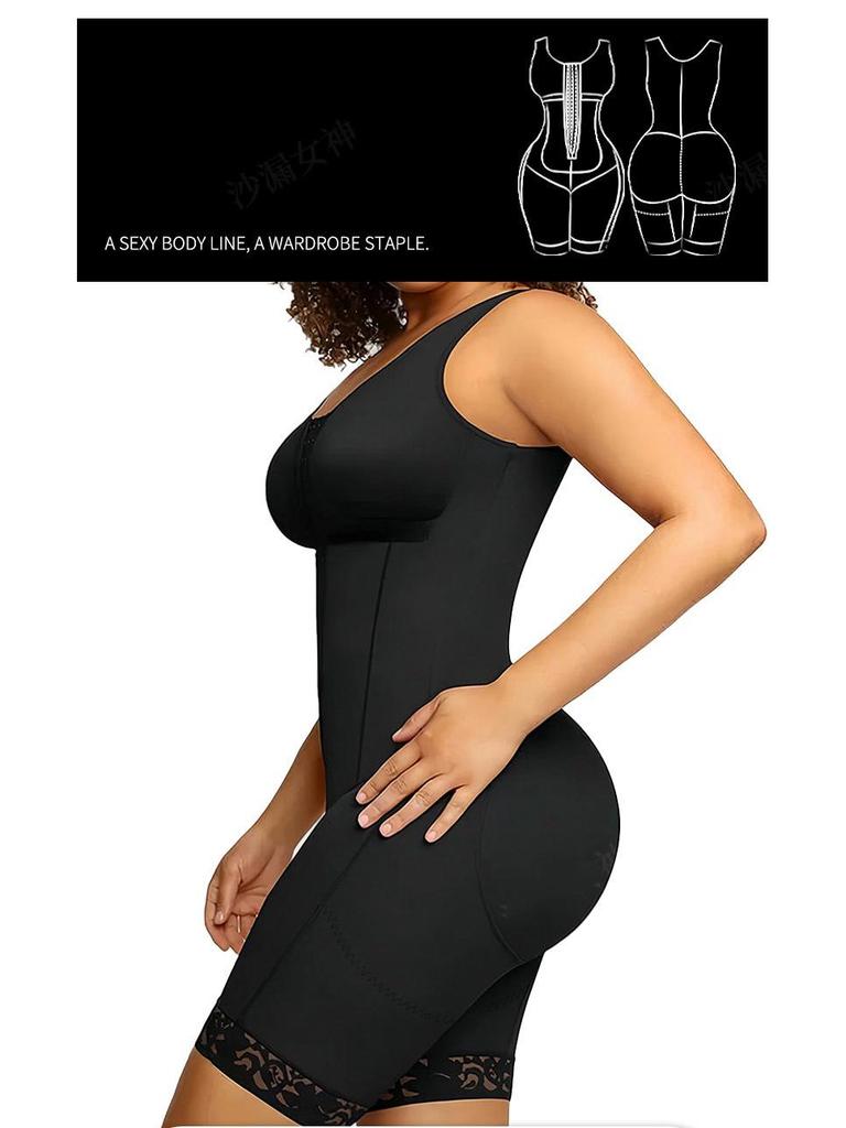 Plus Size Hook-and-Eye Open Crotch Body Shaper: Tummy Control & Hip Lift Slimming Bodysuit