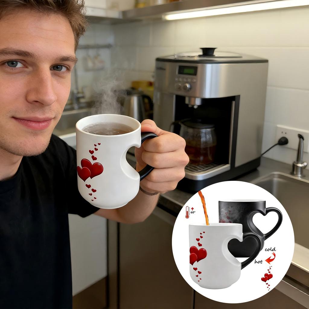 Heart-shaped Color-changing Ceramic Mug