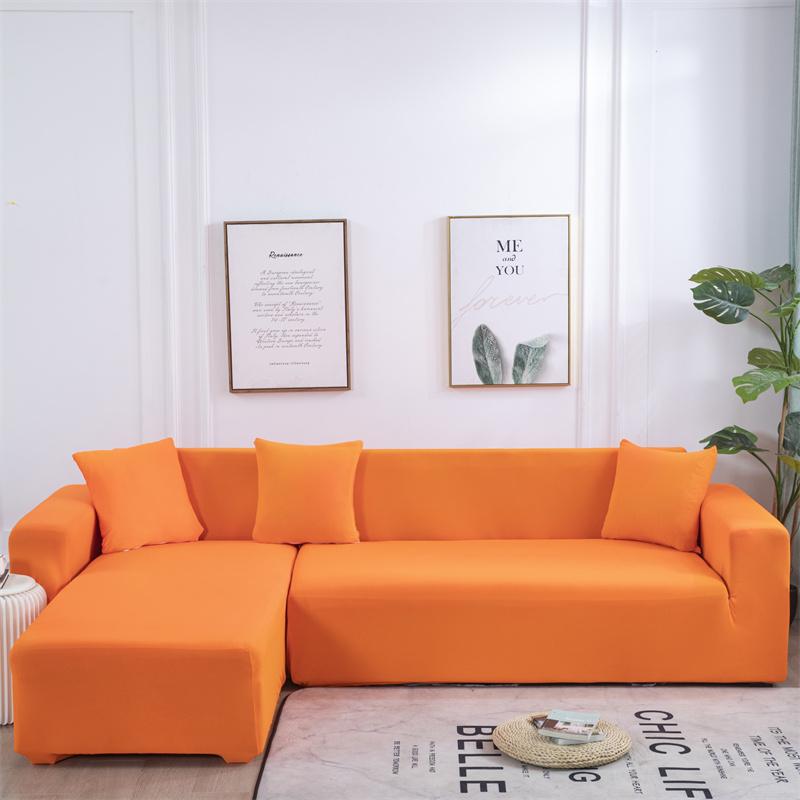 Solid Color Sofa Covers for Living Room Elastic Corner Couch Cover L Shaped Chaise Longue Slipcovers Chair Protector Home Decor