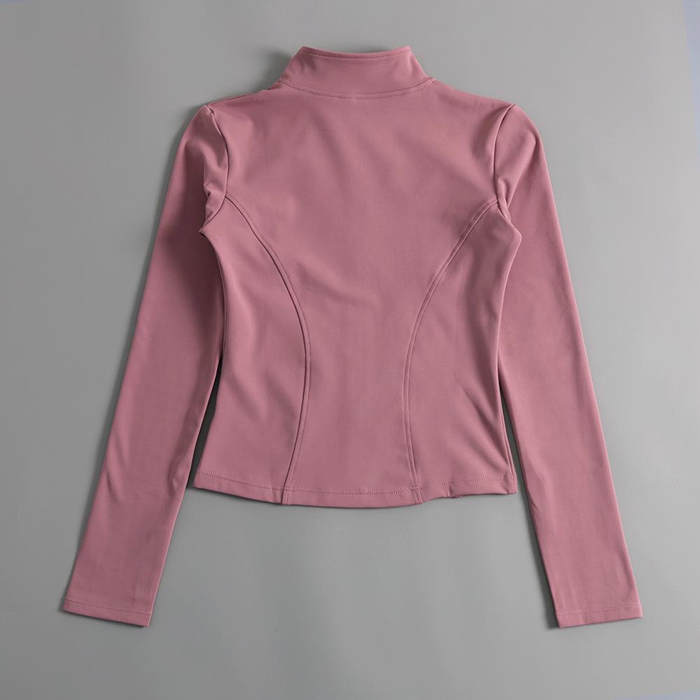 Women's Fitness Jacket - Zipper, Stand Collar, Plus Velvet, Long Sleeve, Tight Fit for Autumn/Winter Yoga and Running