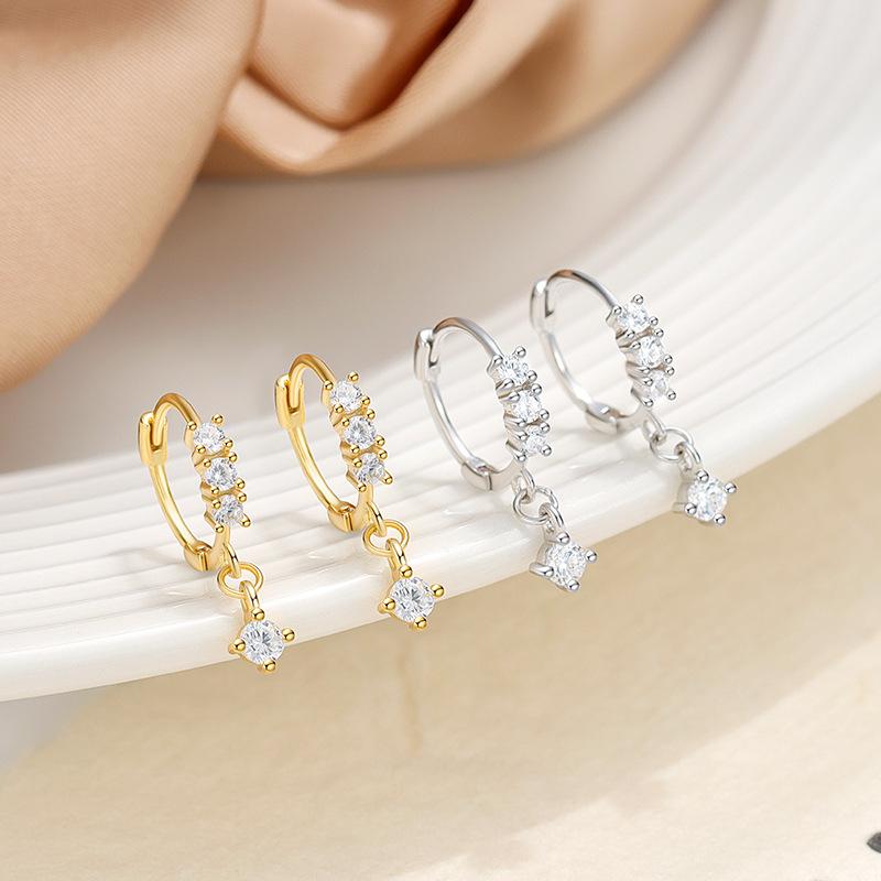 Genuine 925 Sterling Silver Star Hoop Earrings Statement Wedding Jewelry Clear CZ Earring for Women Fine Jewelry
