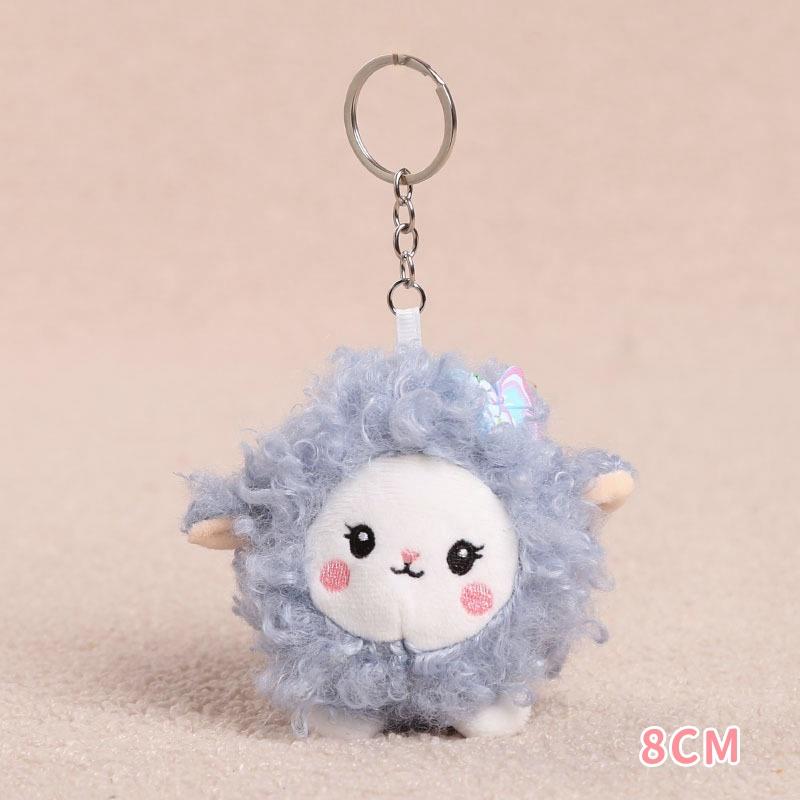 Soft Plush Sheep Keychain Lovely Appearance 3D Mini Animal Key Ring Holder Cute Bag Charm Car Pendant for Stocking Stuffers