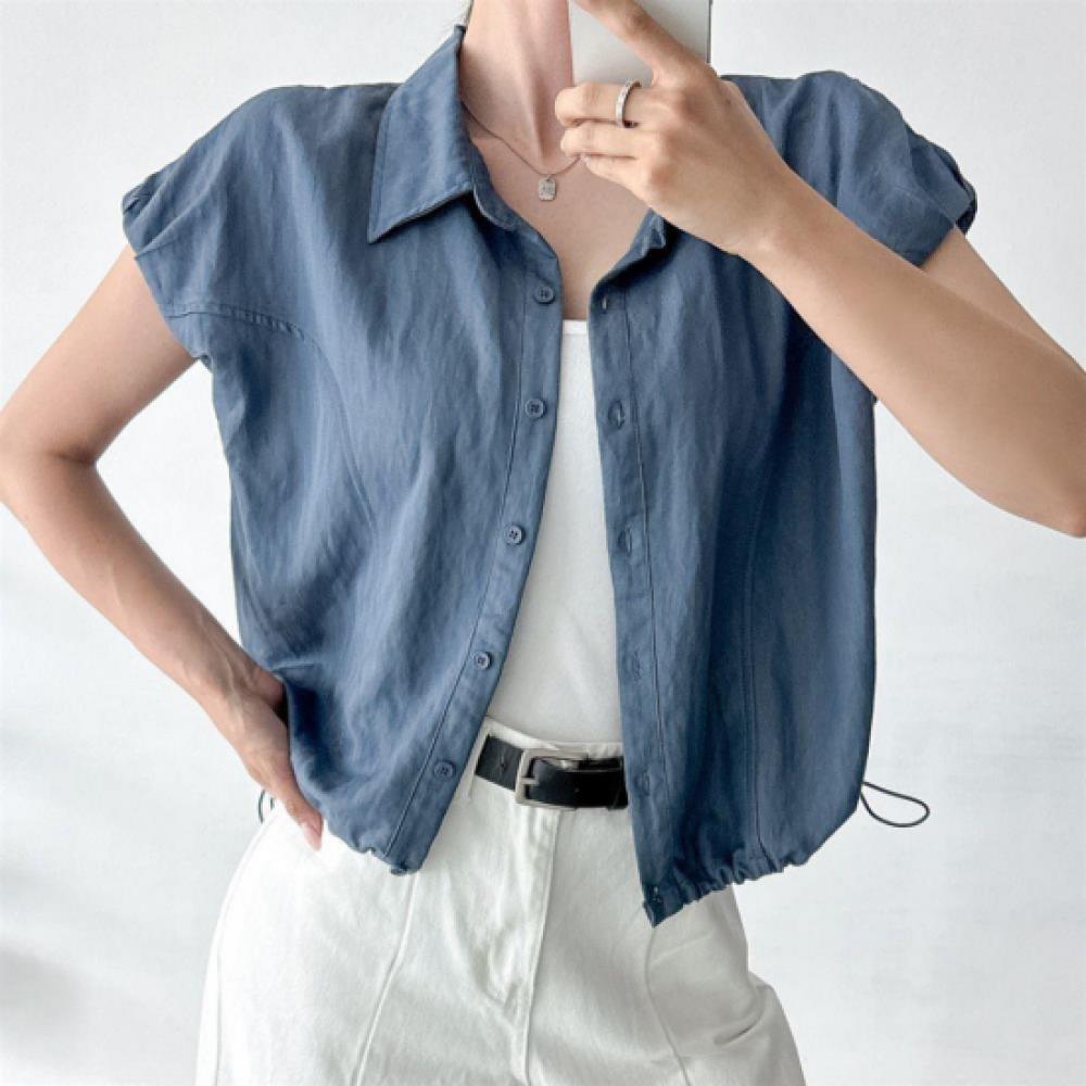 New Arrivals Open Run Women Oversized String Detail Short Sleeve Polo Shirt