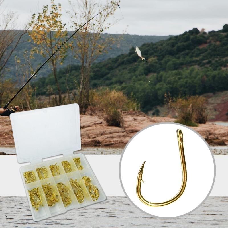 500pcs Barbed Fishing Hook Replacement Circles Hook Carbon Steel Eyed Fish Hook Rustproof Fishing Jig Hook Easy To Use