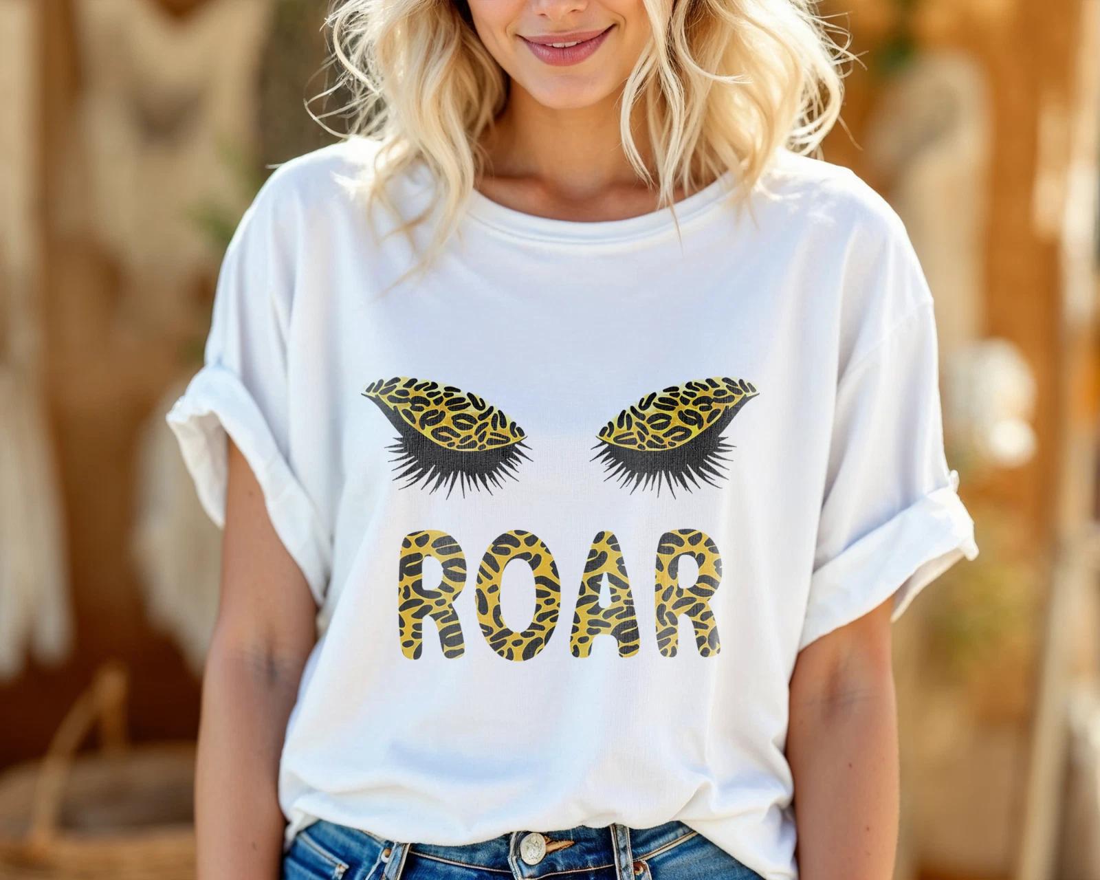 Roar Leopard Print Shirt – Fierce Animal Print Eyes Graphic Tee A418 4XL