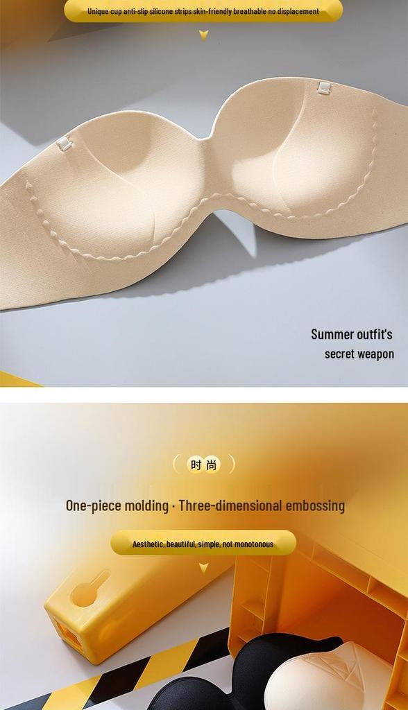 Strapless Push-Up Half-Cup Bandeau Bra – Non-Slip, Anti-Sag, Sexy Off-Shoulder Design