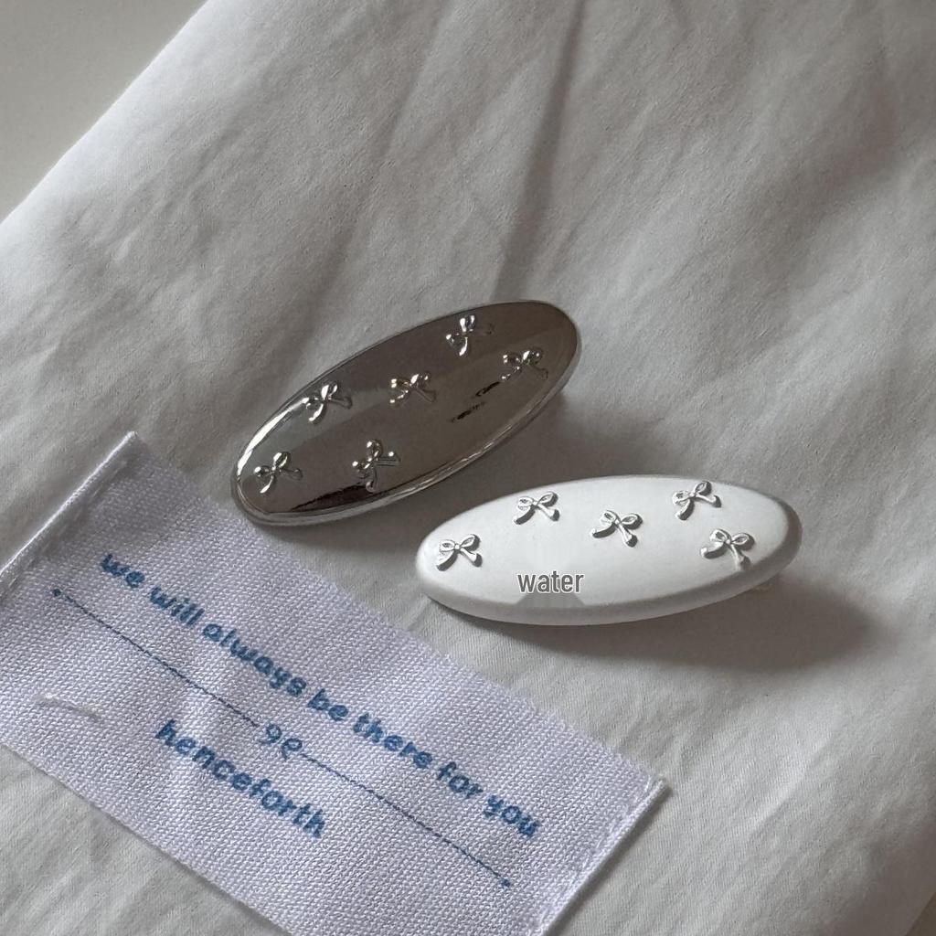 Women's Japanese Style Silver Bow Duckbill Hair Clip