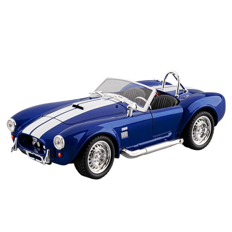

1/22 Ford Shelby Cobra 427 S/C 1965 Alloy Roadster Sports Car Model Diecast Metal Classic Vehicle Car Model Sound Light Kids Toy Gift синий