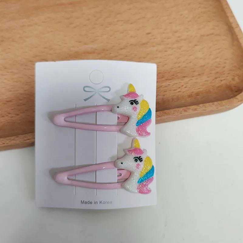 2pc Pink Kawaii Unicorn BB Hair Side Clips for Women Girls Kids Child Hairpin Gift Hair Accessories Headwear Ornament