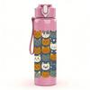 1 PZ Gatto Cartone Animato Layout a Griglia 750ml Colore Plastica Borraccia Sportiva Tappo Flip con Cannuccia Anti-perdita Per Sport Ufficio Uso Domestico