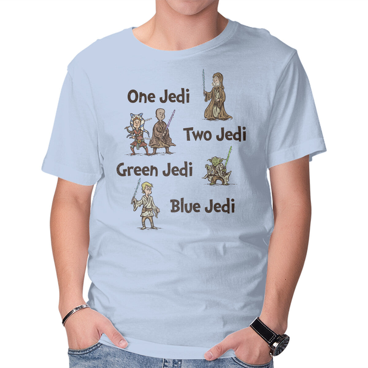 Unisex Crew Neck T-Shirt One Jedi Two Jedi Graphic Short Sleeve Casual Tee XXXXL