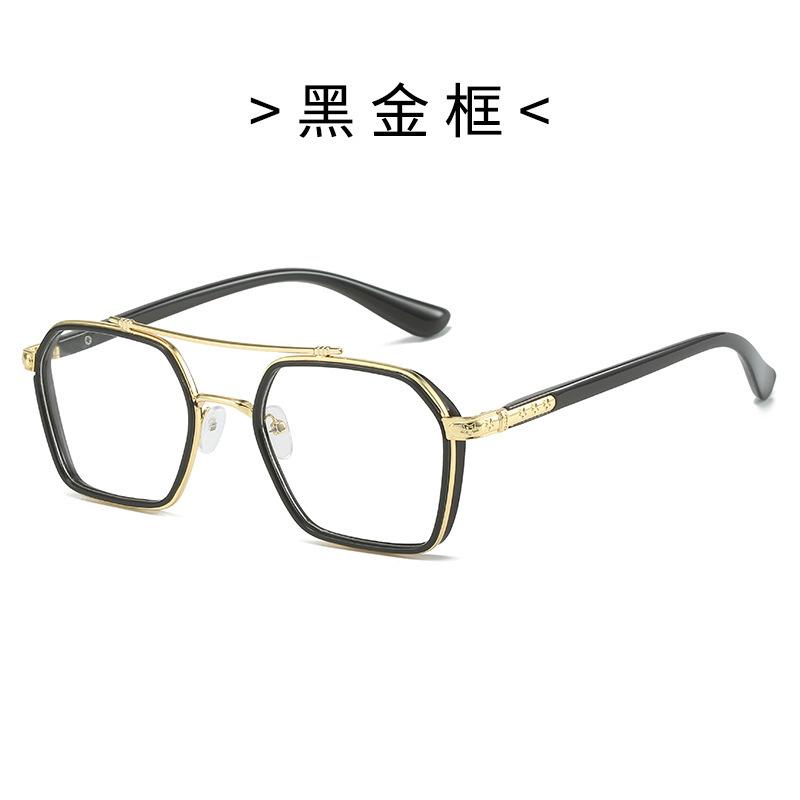 Occhiali retrò a doppia lente con montatura grande, che cambiano colore, montatura trendy da uomo, occhiali piatti anti-luce blu