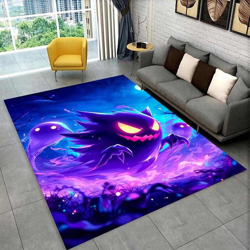 Cute Gengar Pokemon Cartoon Non-Slip Area Rug for Living Room,Bedroom,Playroom,Soft Carpet Floor Mat Home Decor Rug Kids Room