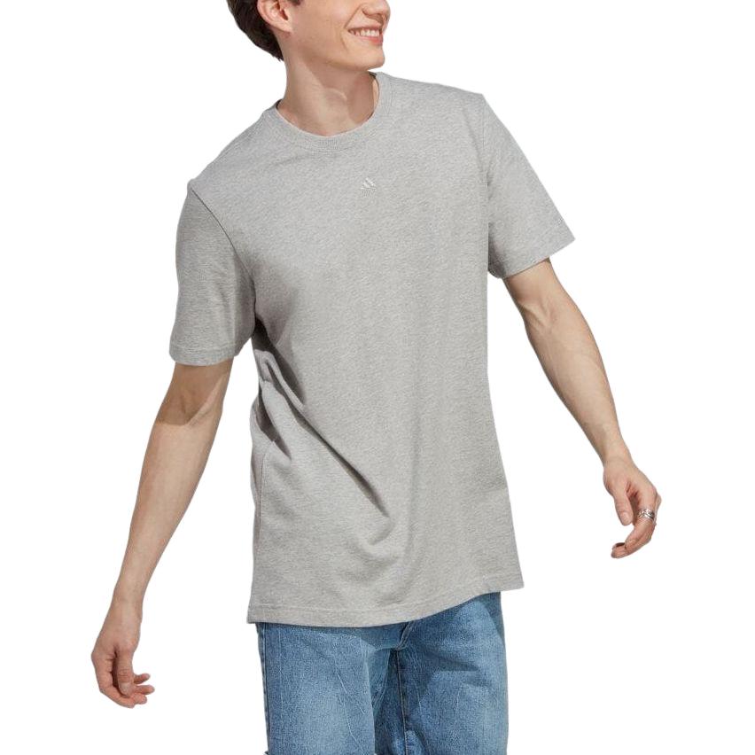 Adidas Solid Color Crew Neck Pullover Straight Casual Sports Short Sleeve T-Shirt Men Tops Medium-Grey-Heather IC9789