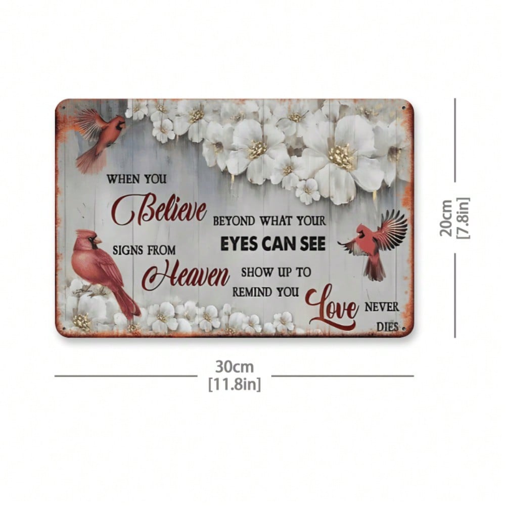 

Vintage Metal Tin Sign 8x12 Inch Believe Wall Art Cardinal Bird Iron Plate For Cafe Bar разноцветный