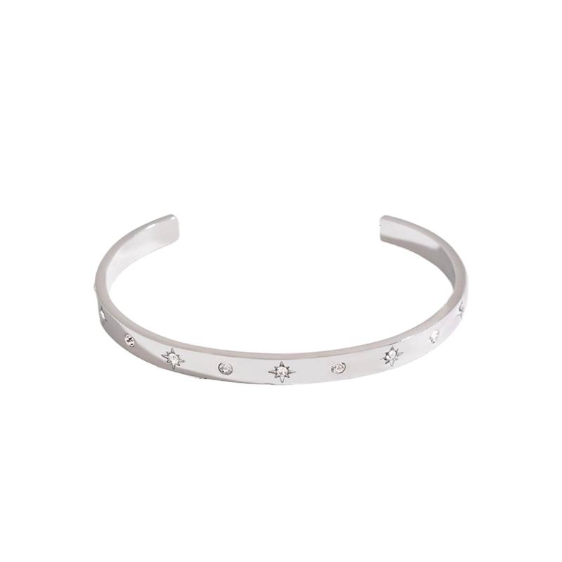 Modern Bangle Stainless Steel Bracelet Jewelry Adjustable Size Wristband Unisex Accessory for Casual Or Formal Outfits