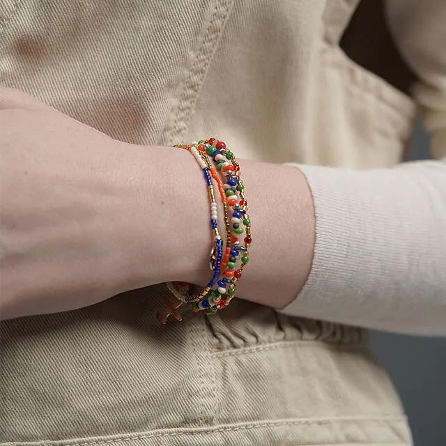 Double ethnic color beads Bracelet