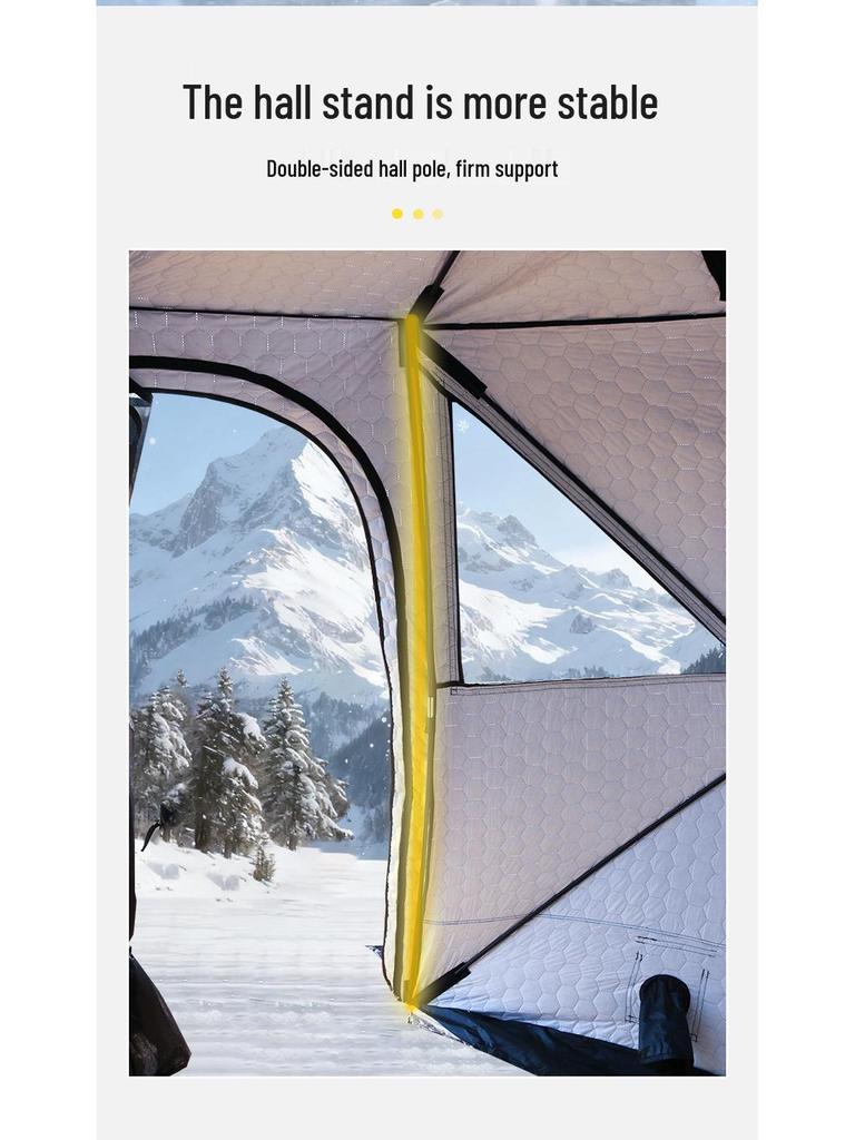 Large Pentagonal Ice Fishing Tent with TPU Window for Winter Camping - Thickened for Warmth and Cold Protection