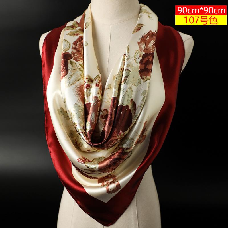 Модные женские шарфы Квадратный шейный платок Хиджаб Шарфы 90*90cm винный