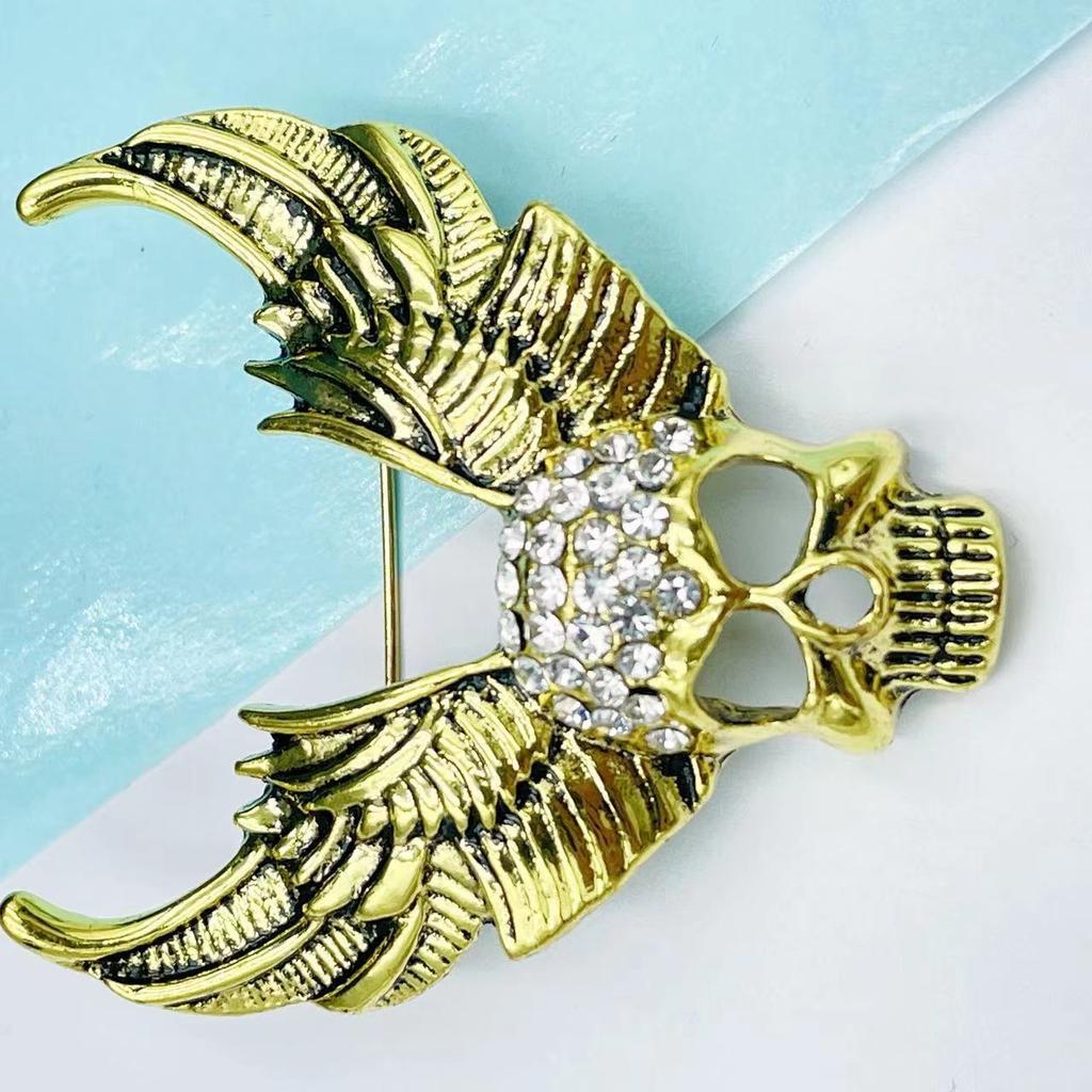 Halloween Skull Punk Checkered Ornaments Popular Halloween Gift Brooch