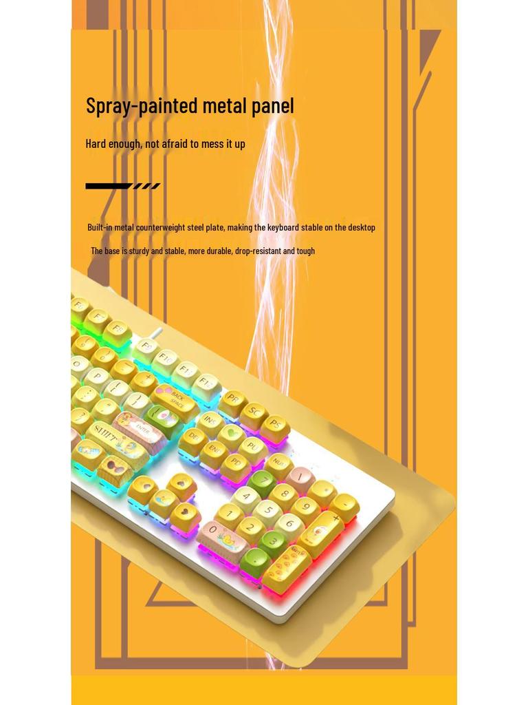 Custom Hot-Swappable Wired Mechanical Gaming Keyboard for Girls - Silent E-Sports Office/Desktop Use