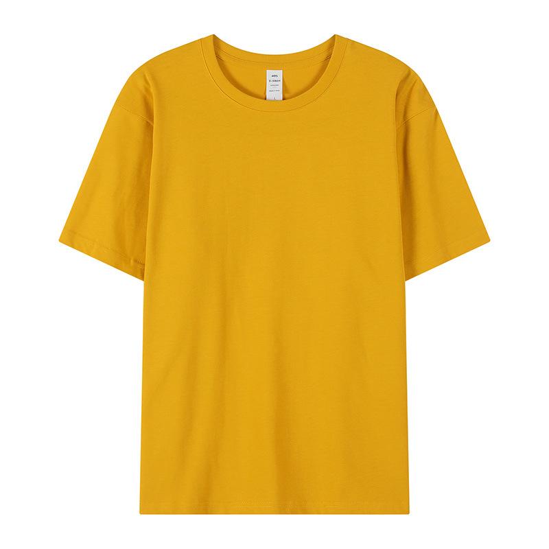 YPRS210g oversize double yarn pure cotton short-sleeved T-shirt for men and women, white heavy loose trendy bottoming shirt