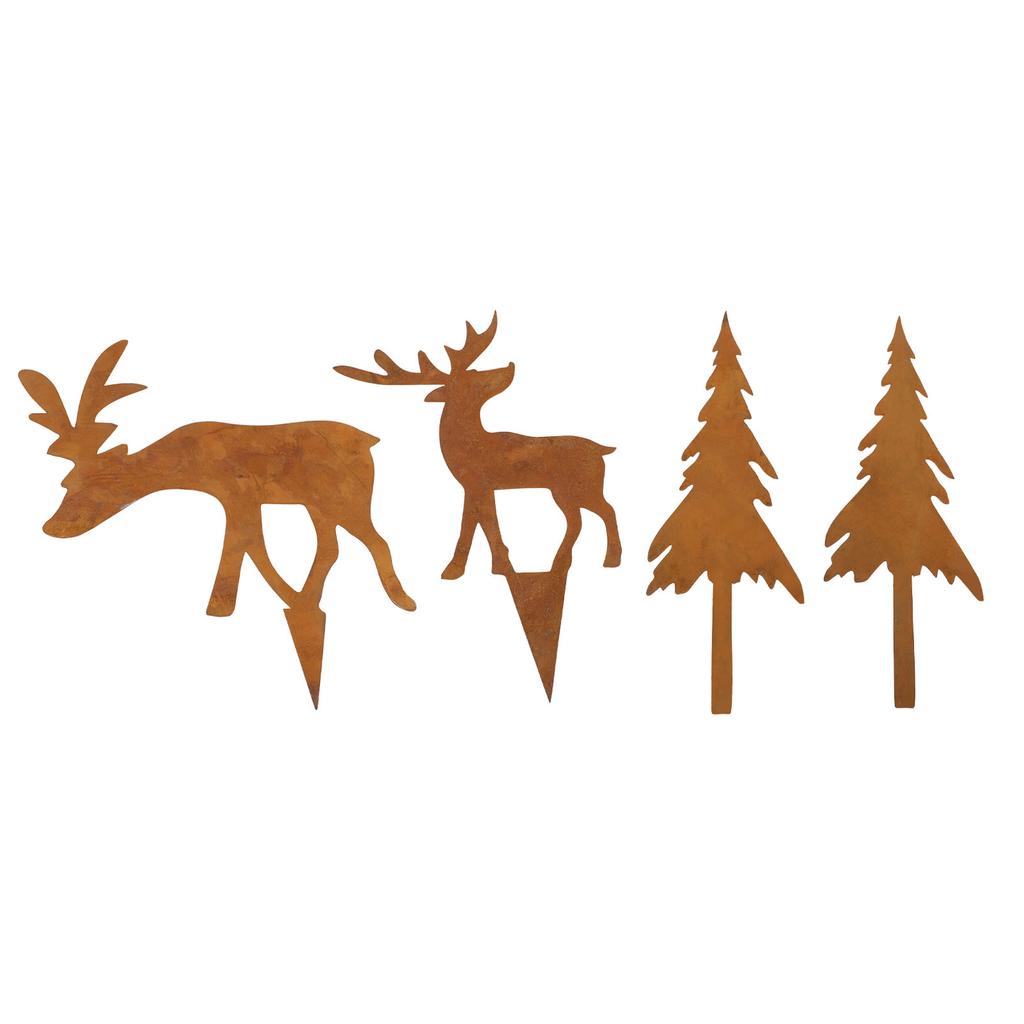4PCS Weihnachten Metall Yard Stakes Wetter Beständig Baum Hirsch Form Dekorative für Garten Terrasse Im Freien