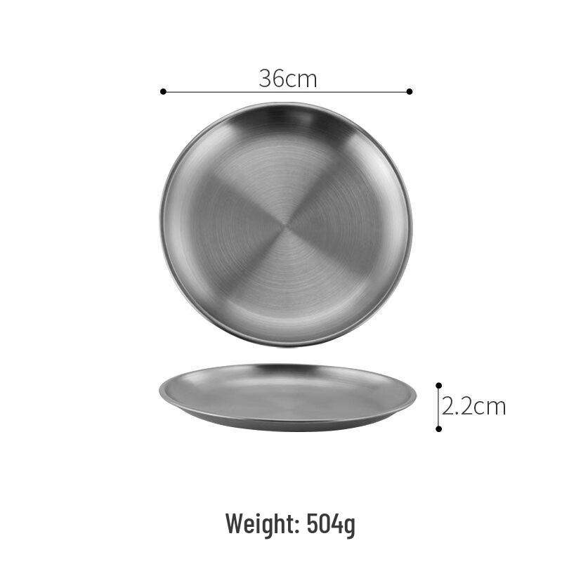 Korean Style Stainless Steel Round Serving Plate