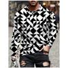 T Shirts for Man Geometric Block 3D Print Autumn Long Sleeve T-Shirt Pullover Casual Male Tops Street Lightweight Men's Clothes