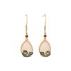 Palace Style Resin & Enamel Painted 925 Sterling Silver Gold Plated Drop Earrings with Inlaid Hetian Jade