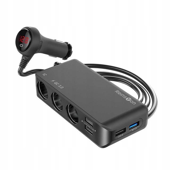 Rozdzielacz Gniazda Zapalniczki Reinston 12V / 24V Usb Qc 3.0 / 3X Usb 2.0