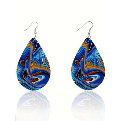 1 пара серег в форме капли воды с двусторонней печатью, женские серьги на каждый день, простые и универсальные серьги с темпераментом