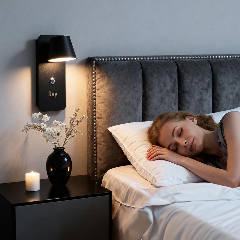 Nordic Rotatable LED Bedside Wall Lamp - Creative, Eye-Friendly, Perfect for Reading and Atmosphere.