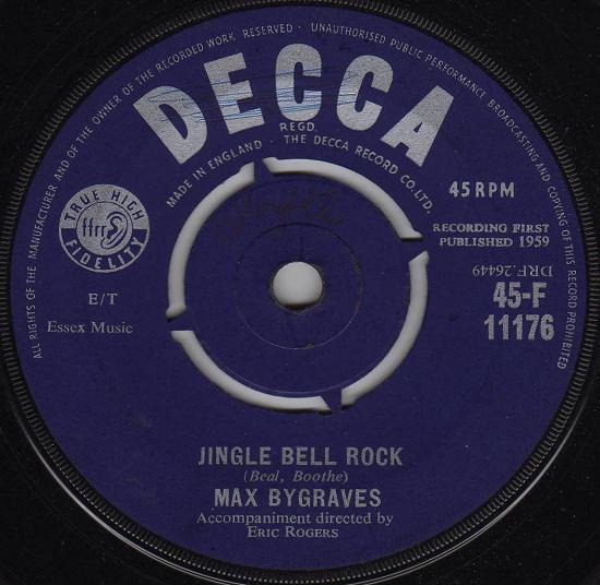 

7inch Record MAX BYGRAVES - Jingle Bell Rock 45F11176 Decca 1959 UK Jazz Used