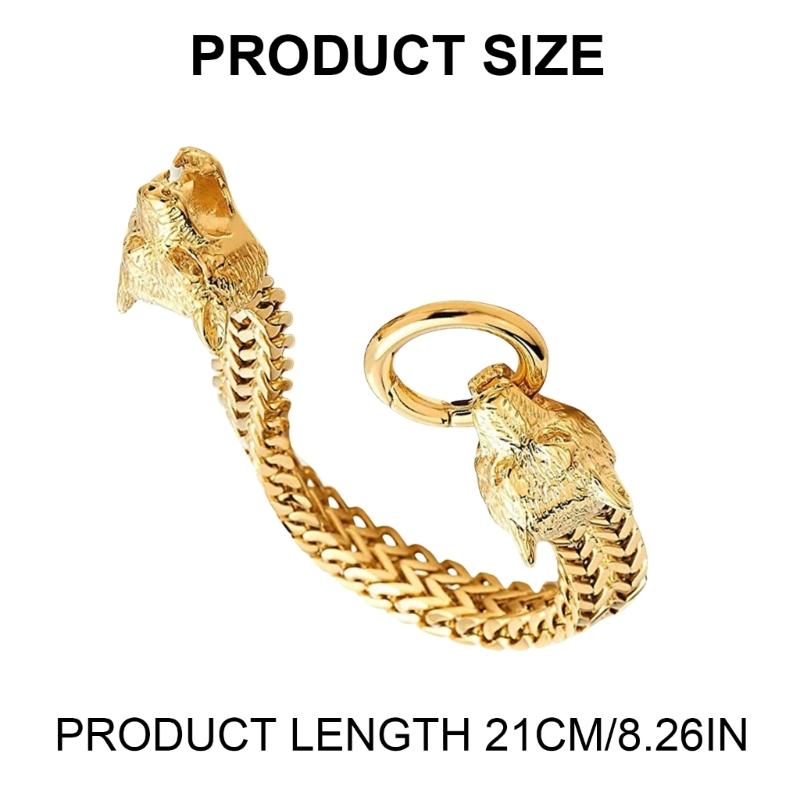 Men's Stainless Steel Wolf Head Bracelet Fashionable Designs Adjustable Length for Daily Wear and Special Occasions