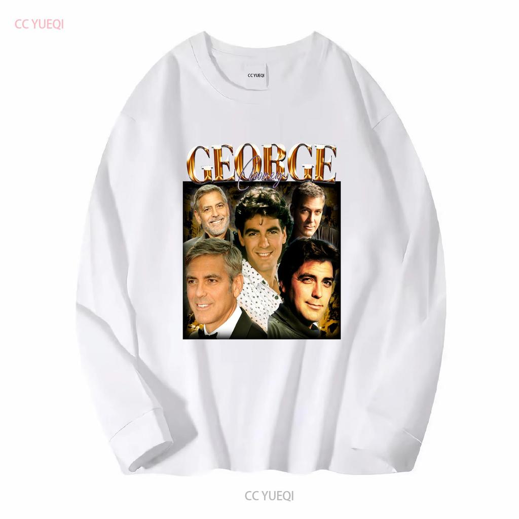 GEORGE CLOONEY T-SHIRT Vintage T-Shirt Anni '90 Retro Merch Omaggio Fan manica lunga o corta vintage Lavato grafica Unisex Versatile