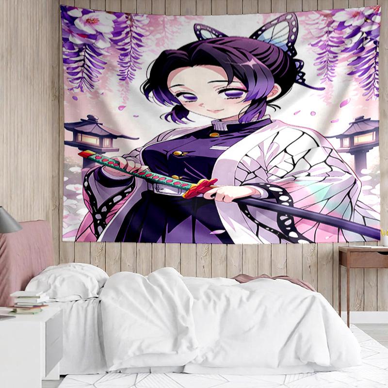 Demon Slayer Shinobu Kocho Tapestry for Bedroom Aesthetic Classroom Tapestries Wall Hanging for Living Room Dorm Office,Ideal Creative Gift