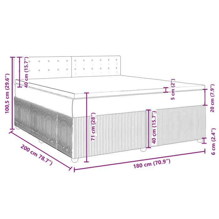 VidaXL Sommier à lattes de lit avec matelas Gris foncé 180x200cm Tissu 3289850